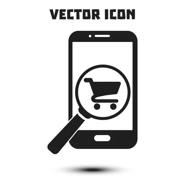 Vidro Procura Compras Telefone Inteligente Ícone Compras Online — Vetor de Stock