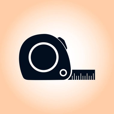 Mezura simgesi. Rulet inşaat sembolü. Boyutları ve ölçüleri. Bir kesim kartı oluşturma.