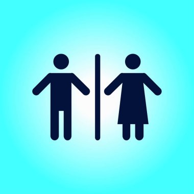 WC işareti simgesi. Erkek ve kadın tuvalet. Düz tasarım.