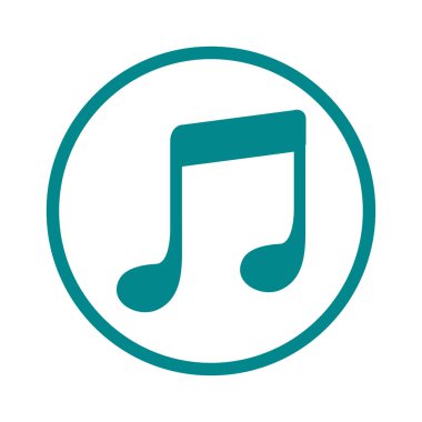 Müzik Not simgesi. Karakter dinleme şarkı. Düz tasarım stili.