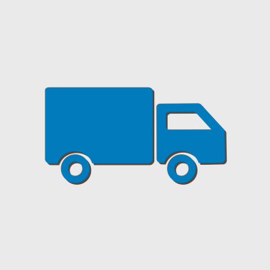 Teslimat kamyonu işareti simgesi. Kargo van sembolü. Sevk irsaliyelerini ve ücretsiz teslim. Düz stil. Vektör.