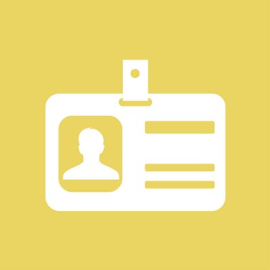 Kimlik kartı simgesi. Konferans katılımcı rozeti. Düz tasarım stili. 