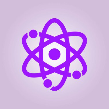 Atom işareti simgesi. Atom bölümü simgesi. Düz tasarım stili.
