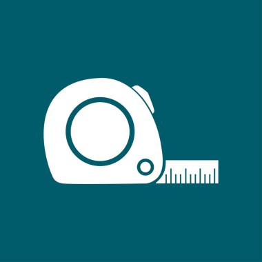 Mezura simgesi. Rulet inşaat sembolü. Boyutları ve ölçüleri. Bir kesim kartı oluşturma.