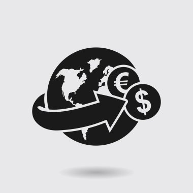 Ok dünyanın etrafında sarılı. Gelirleri simgesi.