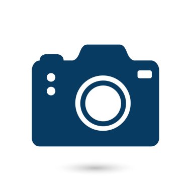 Fotoğraf kamera simgesi. DSLR kamera işareti simgesi. Dijital fotoğraf makinesi. Düz tasarım stili. 