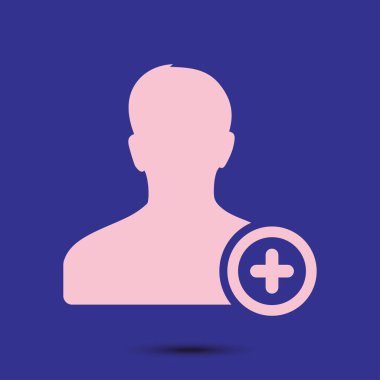 Kullanıcı işareti simgesi ekleyin. Arkadaş simgesi eklemek. Düz tasarım stili.