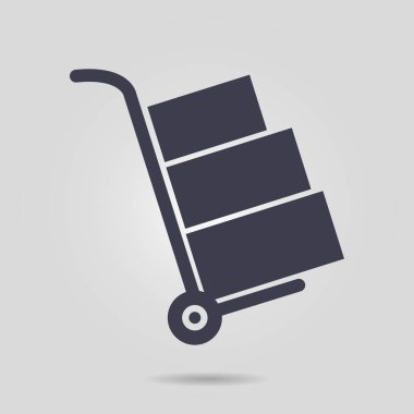 Kutuları simge kamyonla. El kamyon işareti simgesi.