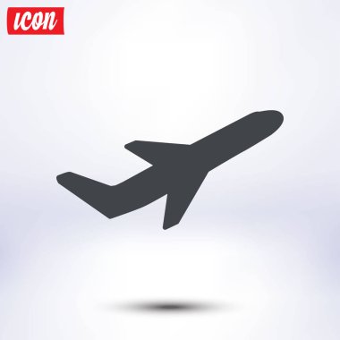 Uçak uçuş biletleri hava sinek seyahat kalkış siluet öğesi. Uçak sembolü. Seyahat etmek simge. Düz tasarım. 