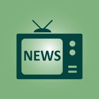 TV haber muhabiri. Düz tasarım stili. Kitle iletişim araçları sembolü. 
