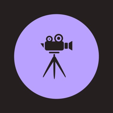 Sinema kamera simgesi. Düz tasarım stili. Vektör.