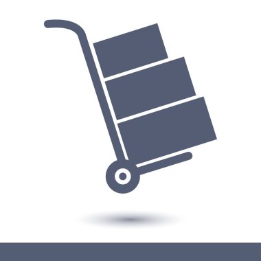 Kutuları simge kamyonla. El kamyon işareti simgesi.