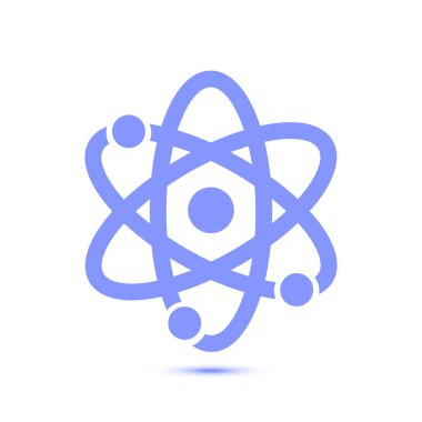 Atom işareti simgesi. Atom bölümü simgesi. Düz tasarım stili.