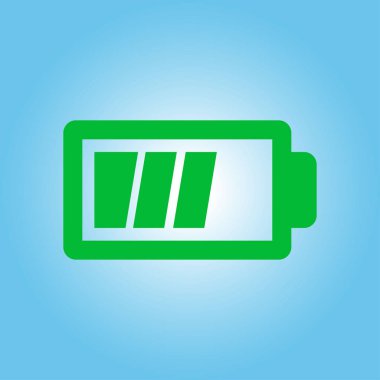 Pil şarj simge vektör. Düz tasarım stili.