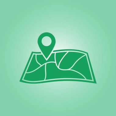 harita ve PIN, vektör çizim basit simgesi