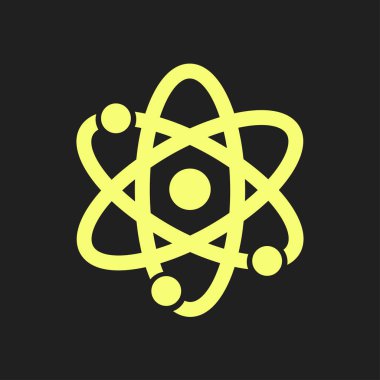Atom işareti simgesi. Atom bölümü simgesi. Düz tasarım stili.