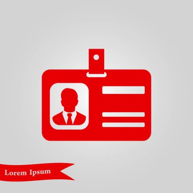 Kimlik kartı simgesi. Konferans katılımcı rozeti. Düz tasarım stili. 