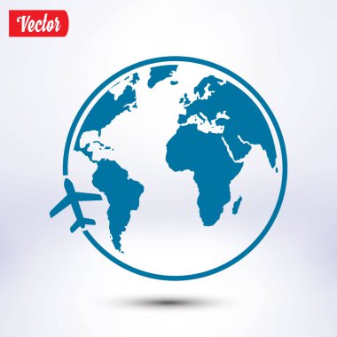 Küre simgesi. Dünya gezegeninde seyahat ediyor. Dünya turu.