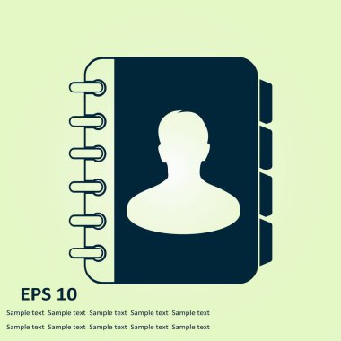 Adres defteri simge vektör. Düz tasarım stili. 