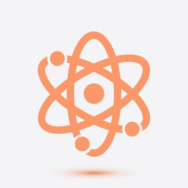 Atom işareti simgesi. Atom bölümü simgesi. Düz tasarım stili.