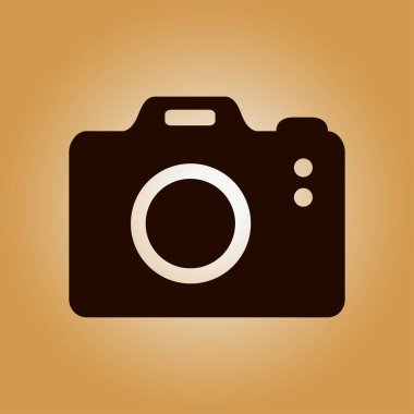Fotoğraf kamera simgesi. DSLR kamera işareti simgesi. Dijital fotoğraf makinesi. Düz tasarım stili. 