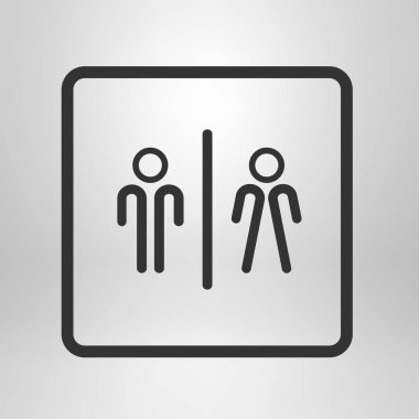 WC işareti simgesi. Erkek ve kadın tuvalet. Düz tasarım. 