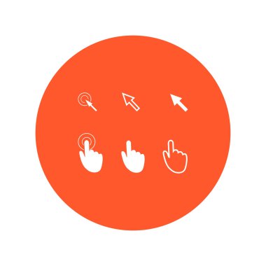 İmleç işaretçisini simgeler. Basın tıklatın ve eylemler dokun. Düz stil.