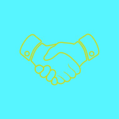 El sıkışma işareti simgesi. Başarılı iş sembolü. Düz tasarım stili.