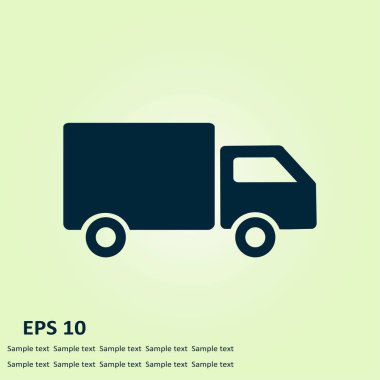 Teslimat kamyonu işareti simgesi. Kargo van sembolü. Sevk irsaliyelerini ve ücretsiz teslim. Düz stil. Vektör.
