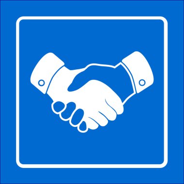 El sıkışma işareti simgesi. Başarılı iş sembolü. Düz tasarım stili.