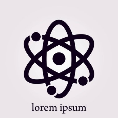 Atom işareti simgesi. Atom bölümü simgesi. Düz tasarım stili.
