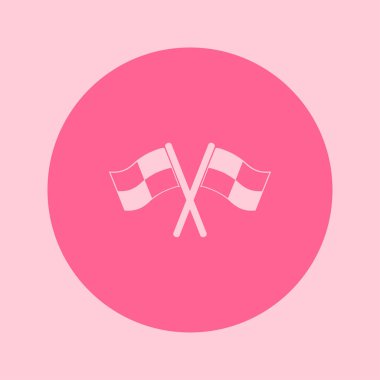 Bayrak simgesi. Yer işareti sembolü. Damalı bayrak imzala. Düz tasarım stili.