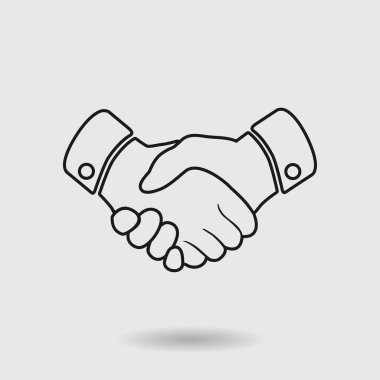 El sıkışma işareti simgesi. Başarılı iş sembolü. Düz tasarım stili.