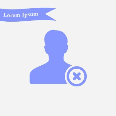 Kullanıcı işareti simgesini kaldırın. Arkadaş simgesini kaldırmak. Düz tasarım stili.