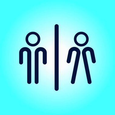 WC işareti simgesi. Erkek ve kadın tuvalet. Düz tasarım. 