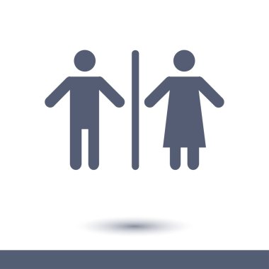 WC işareti simgesi. Erkek ve kadın tuvalet. Düz tasarım.