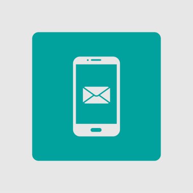 Akıllı telefon e-posta veya sms simgesi. Mobil posta işareti simgesi.