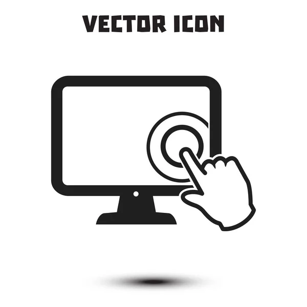 Pantalla Táctil Icono Del Monitor Señal Mano Puntero — Vector de stock