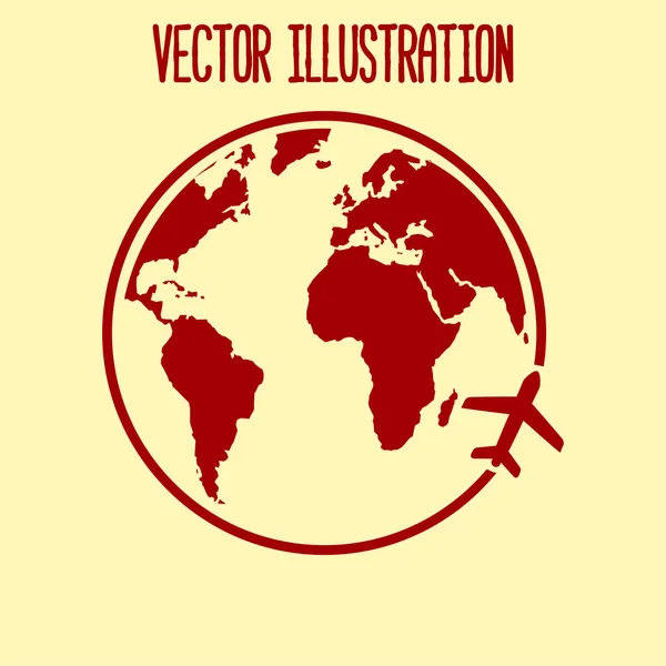 Icono Del Avión Viaje Viaje Alrededor Del Mundo Estilo Diseño — Vector de stock