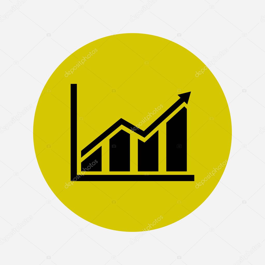 Infographic. Chart icon. Growing graph simbol. Flat design style.