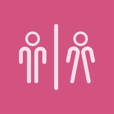 WC işareti simgesi. Erkek ve kadın tuvalet. Düz tasarım. 