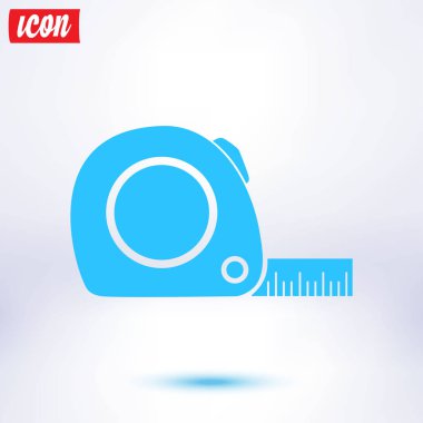 Mezura simgesi. Rulet inşaat sembolü. Boyutları ve ölçüleri. Bir kesim kartı oluşturma.