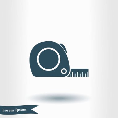 Mezura simgesi. Rulet inşaat sembolü. Boyutları ve ölçüleri. Bir kesim kartı oluşturma.