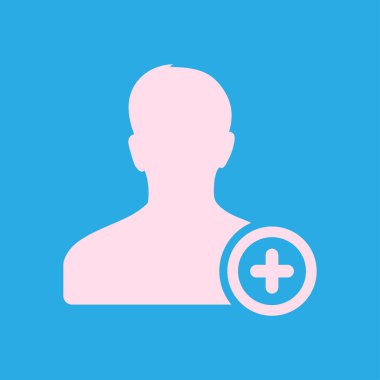 Kullanıcı işareti simgesi ekleyin. Arkadaş simgesi eklemek. Düz tasarım stili.