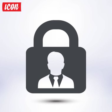 Kullanıcı oturum açma kimlik doğrulama simgesi. Düz tasarım stili.