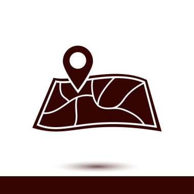 harita ve PIN, vektör çizim basit simgesi