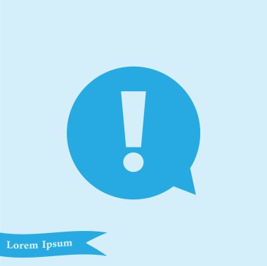 Ünlem işareti. Tehlike uyarı sembolü. Düz tasarım stili. Vektör.