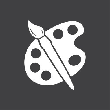 Boya fırça paleti simgesi ile. Düz tasarım stili.