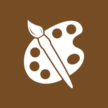 Boya fırça paleti simgesi ile. Düz tasarım stili.