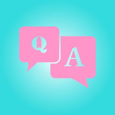 Q&A işareti simgesi. Konuşma balonları ile soru ve cevap.